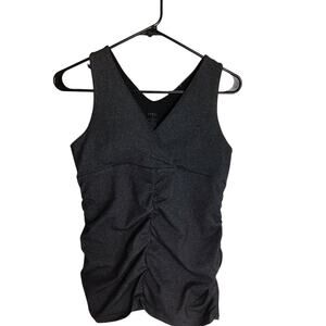 Zobha Women Rouched Front Tank Top  Sz. 10 Gray EUC Ella Tank built in Bra
